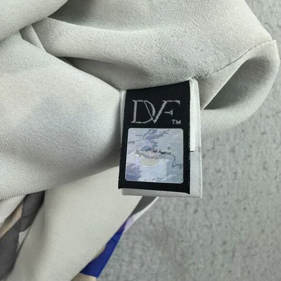 Diane Von Furstenberg 100% Silk Dress Long Sleeve Hi-Lo Floral Summer Dress Sz 6 - Picture 11 of 15